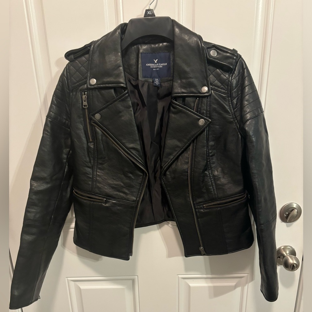 American Eagle Outfitters Black Leather Jacket